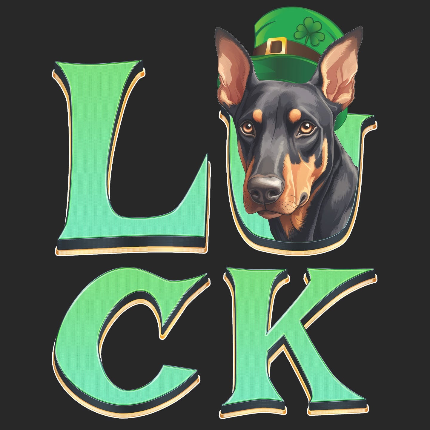Big LUCK St. Patrick's Day Doberman Pinscher - Adult Unisex Crewneck Sweatshirt