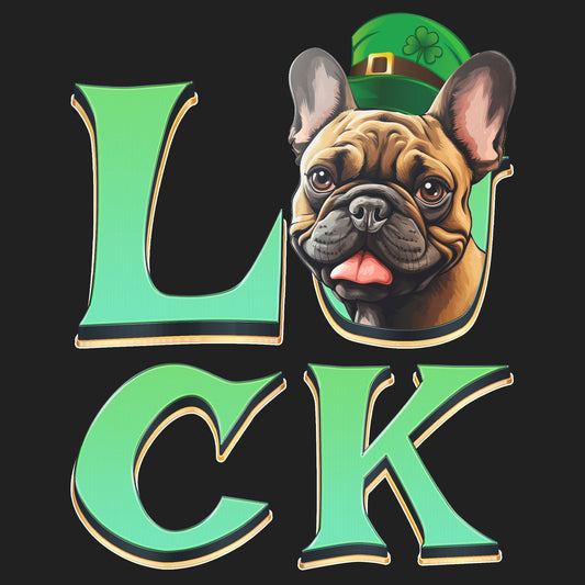 Big LUCK St. Patrick's Day French Bulldog (Fawn) - Women's Fitted T-Shirt