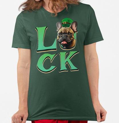 Big LUCK St. Patrick's Day French Bulldog (Fawn) - Adult Unisex T-Shirt