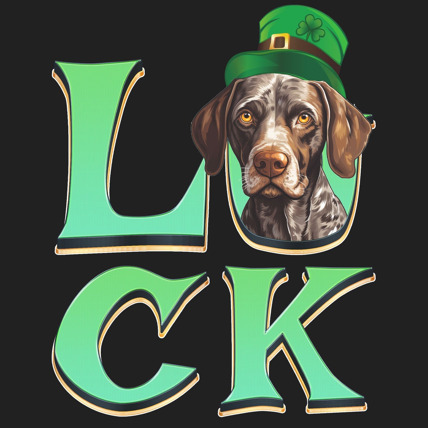 Big LUCK St. Patrick's Day German Shorthaired Pointer - Women's Fitted T-Shirt