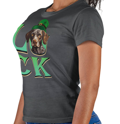 Big LUCK St. Patrick's Day German Shorthaired Pointer - Women's Fitted T-Shirt
