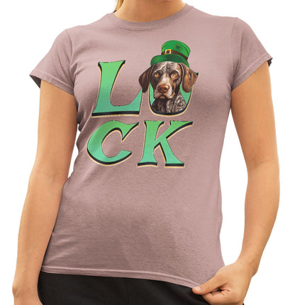 Big LUCK St. Patrick's Day German Shorthaired Pointer - Women's Fitted T-Shirt