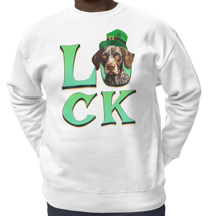 Big LUCK St. Patrick's Day German Shorthaired Pointer - Adult Unisex Crewneck Sweatshirt