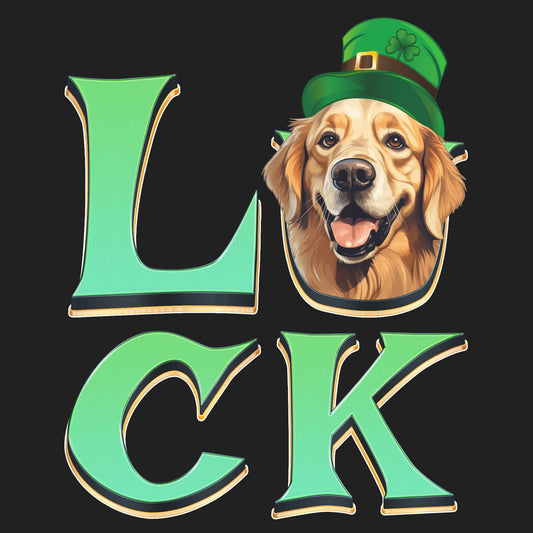 Big LUCK St. Patrick's Day Golden Retriever (Dark Golden) - Women's Fitted T-Shirt