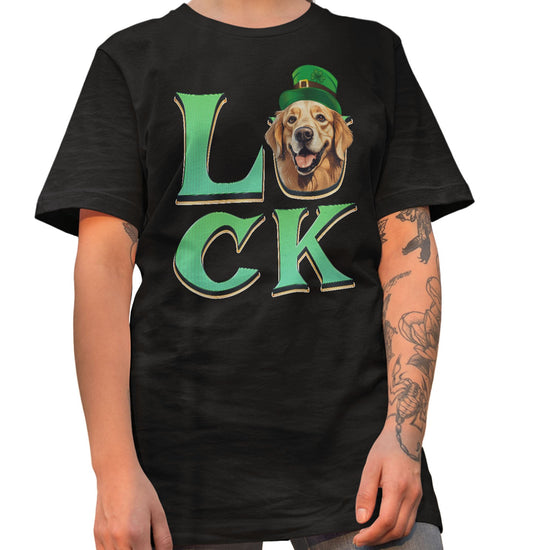 Big LUCK St. Patrick's Day Golden Retriever (Dark Golden) - Adult Unisex T-Shirt