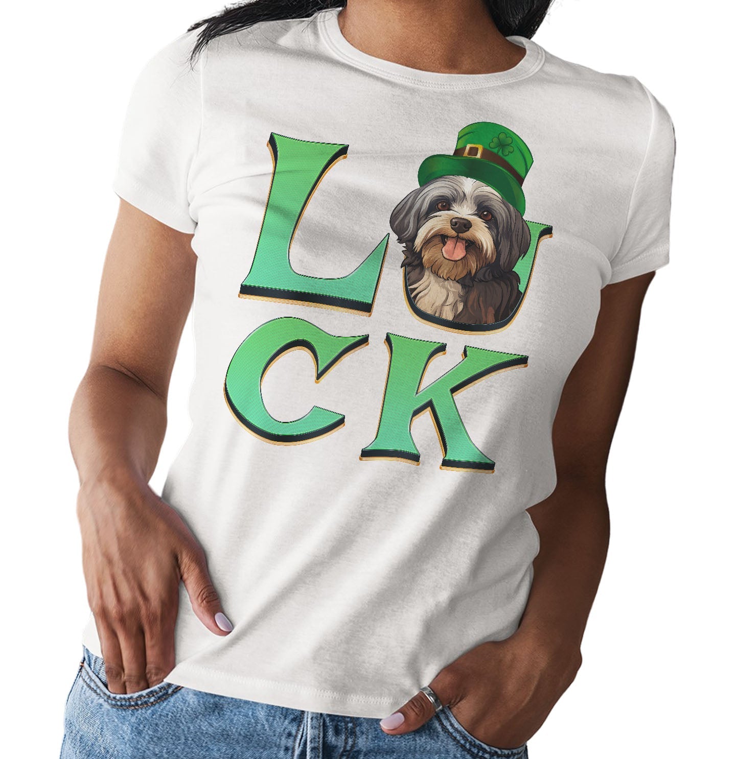 Big LUCK St. Patrick's Day Havanese - Women's Fitted T-Shirt