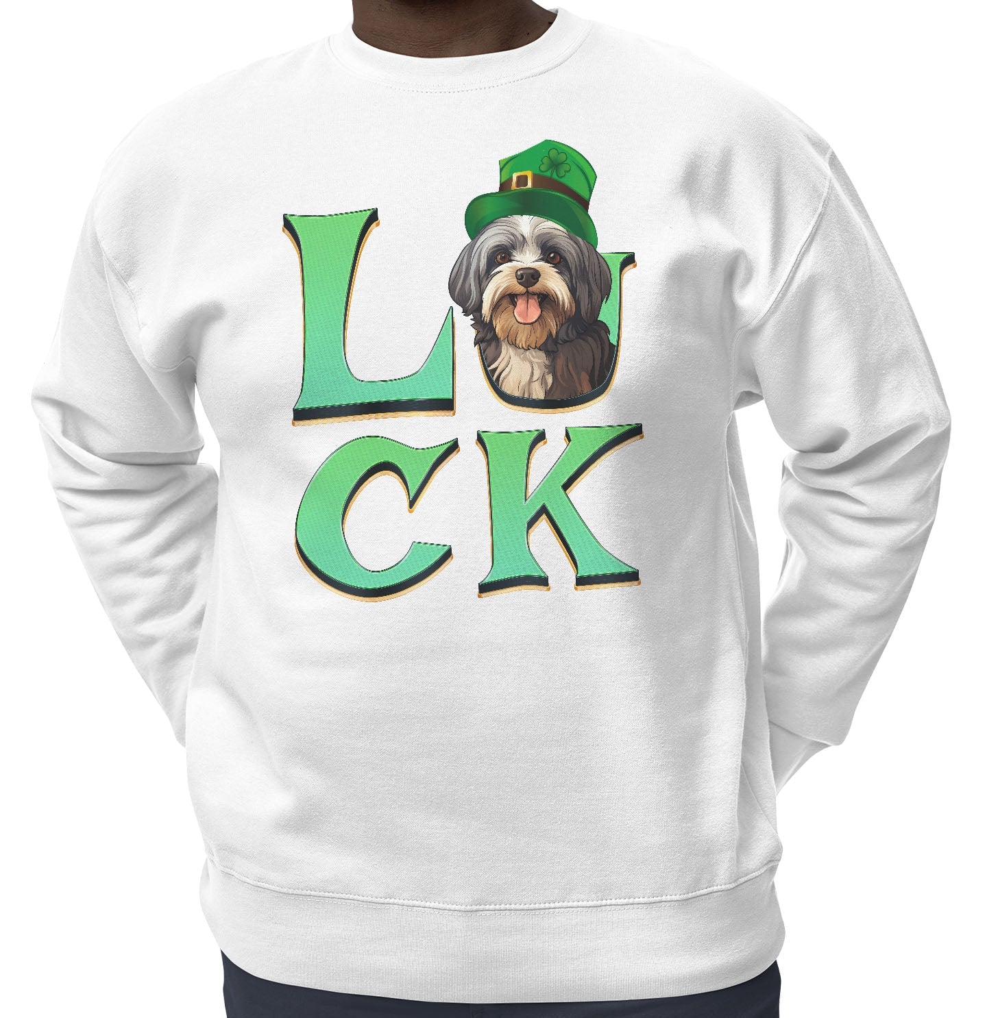 Big LUCK St. Patrick's Day Havanese - Adult Unisex Crewneck Sweatshirt