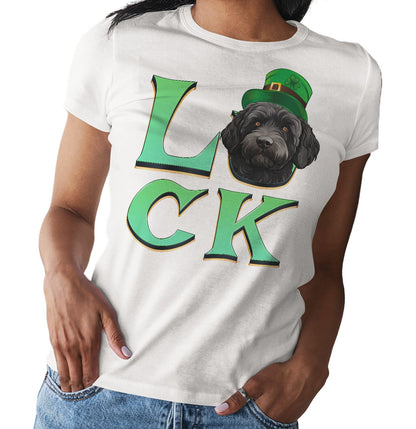 Big LUCK St. Patrick's Day Labradoodle (Black) - Women's Fitted T-Shirt