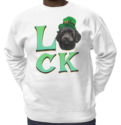 Big LUCK St. Patrick's Day Labradoodle (Black) - Adult Unisex Crewneck Sweatshirt