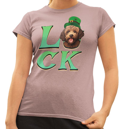 Big LUCK St. Patrick's Day Labradoodle (Chocolate) - Women's Fitted T-Shirt