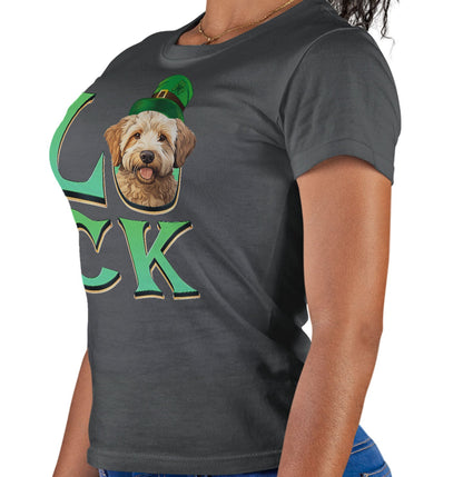 Big LUCK St. Patrick's Day Labradoodle (Yellow) - Women's Fitted T-Shirt