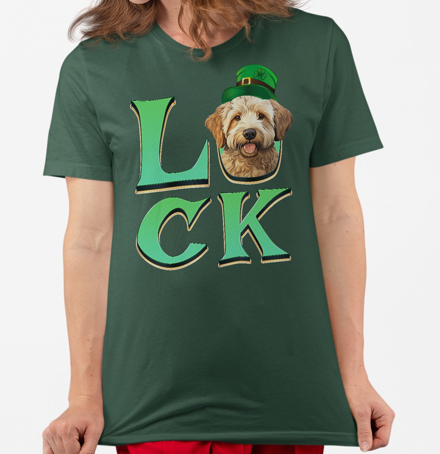 Big LUCK St. Patrick's Day Labradoodle (Yellow) - Adult Unisex T-Shirt