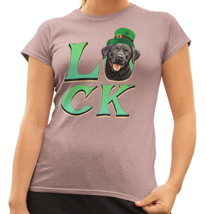Big LUCK St. Patrick's Day Labrador Retriever (Black) - Women's Fitted T-Shirt