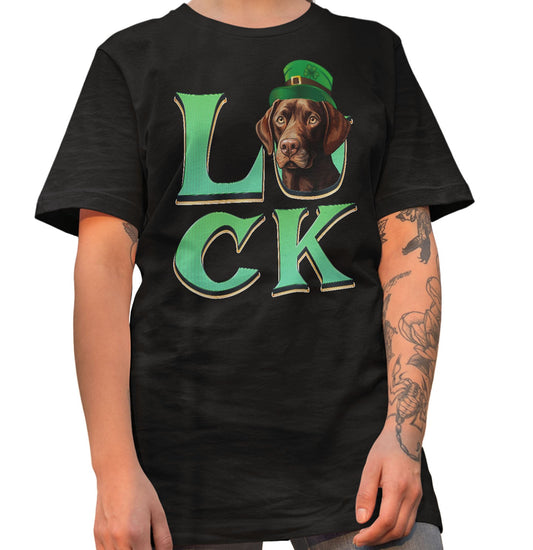 Big LUCK St. Patrick's Day Labrador Retriever (Chocolate) - Adult Unisex T-Shirt