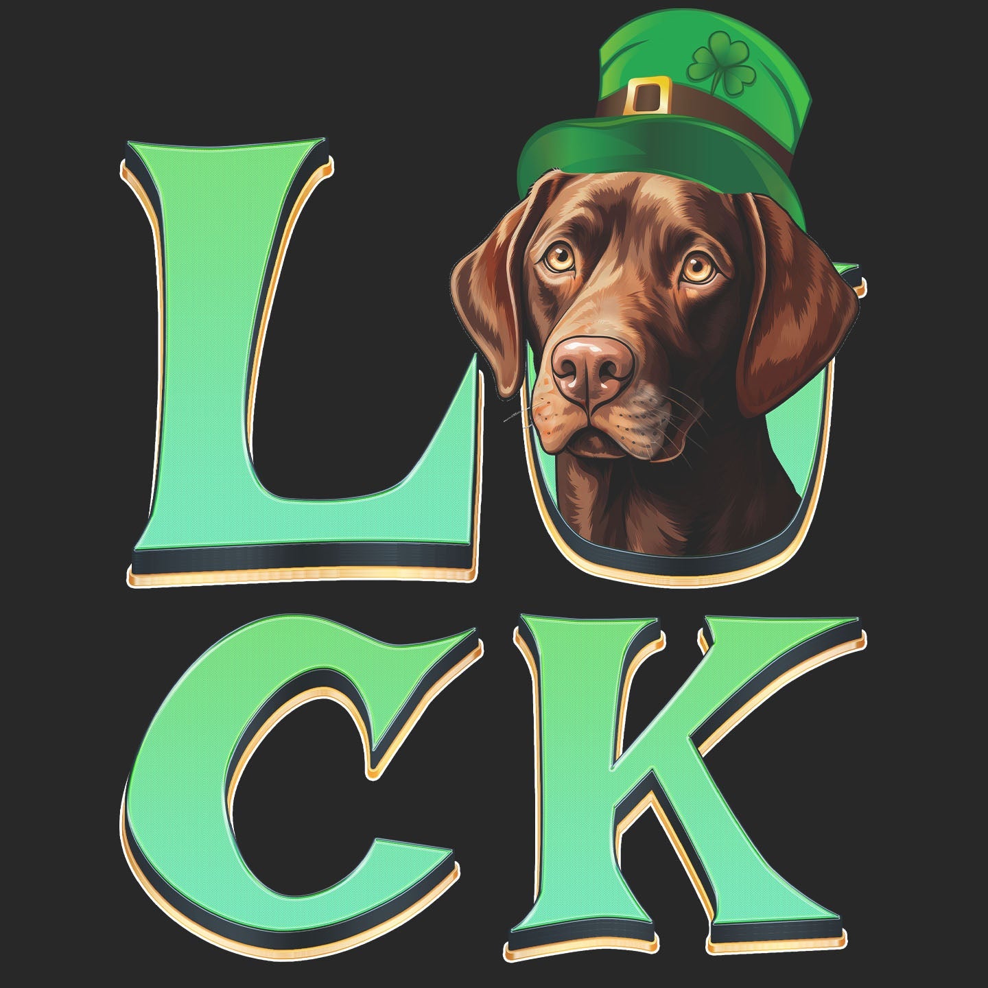 Big LUCK St. Patrick's Day Labrador Retriever (Chocolate) - Adult Unisex T-Shirt