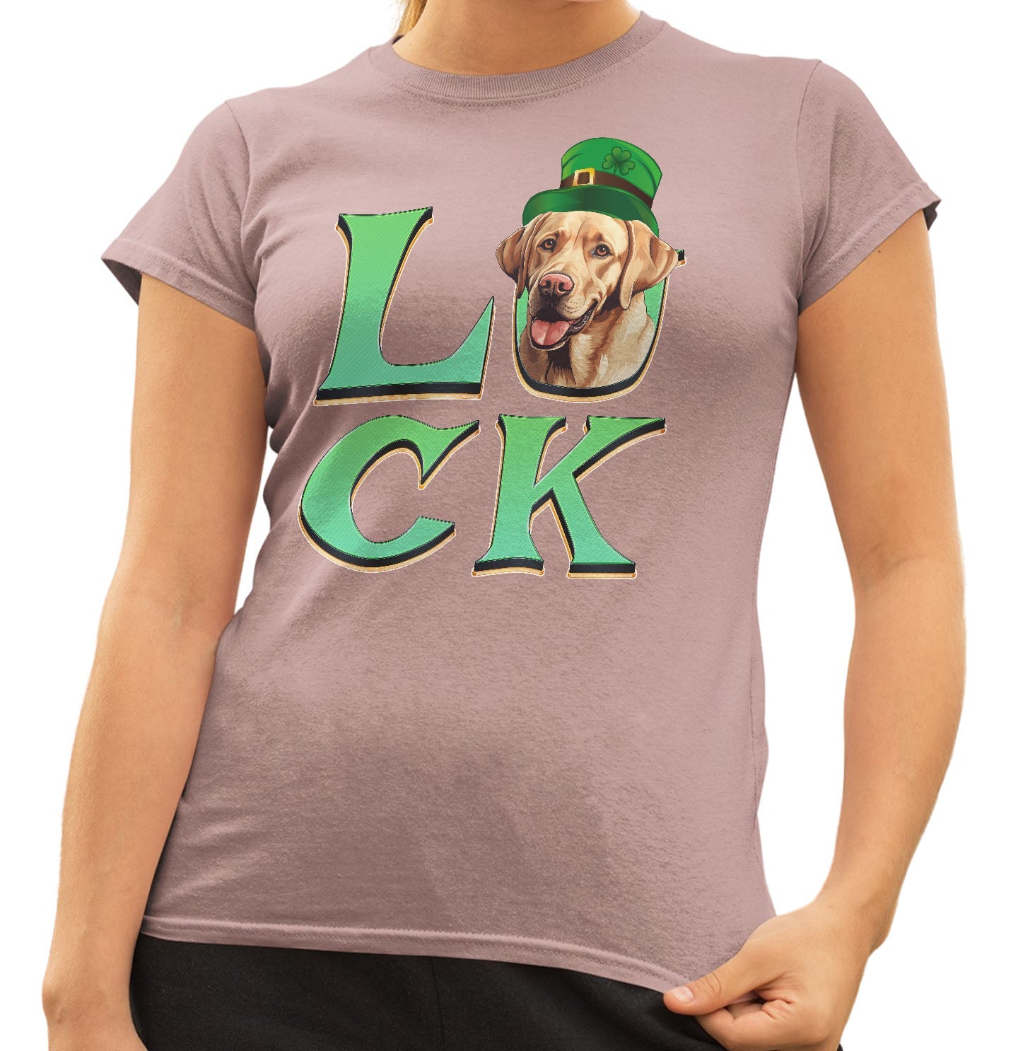 Big LUCK St. Patrick's Day Labrador Retriever (Yellow) - Women's Fitted T-Shirt