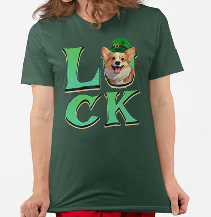 Big LUCK St. Patrick's Day Pembroke Welsh Corgi - Adult Unisex T-Shirt