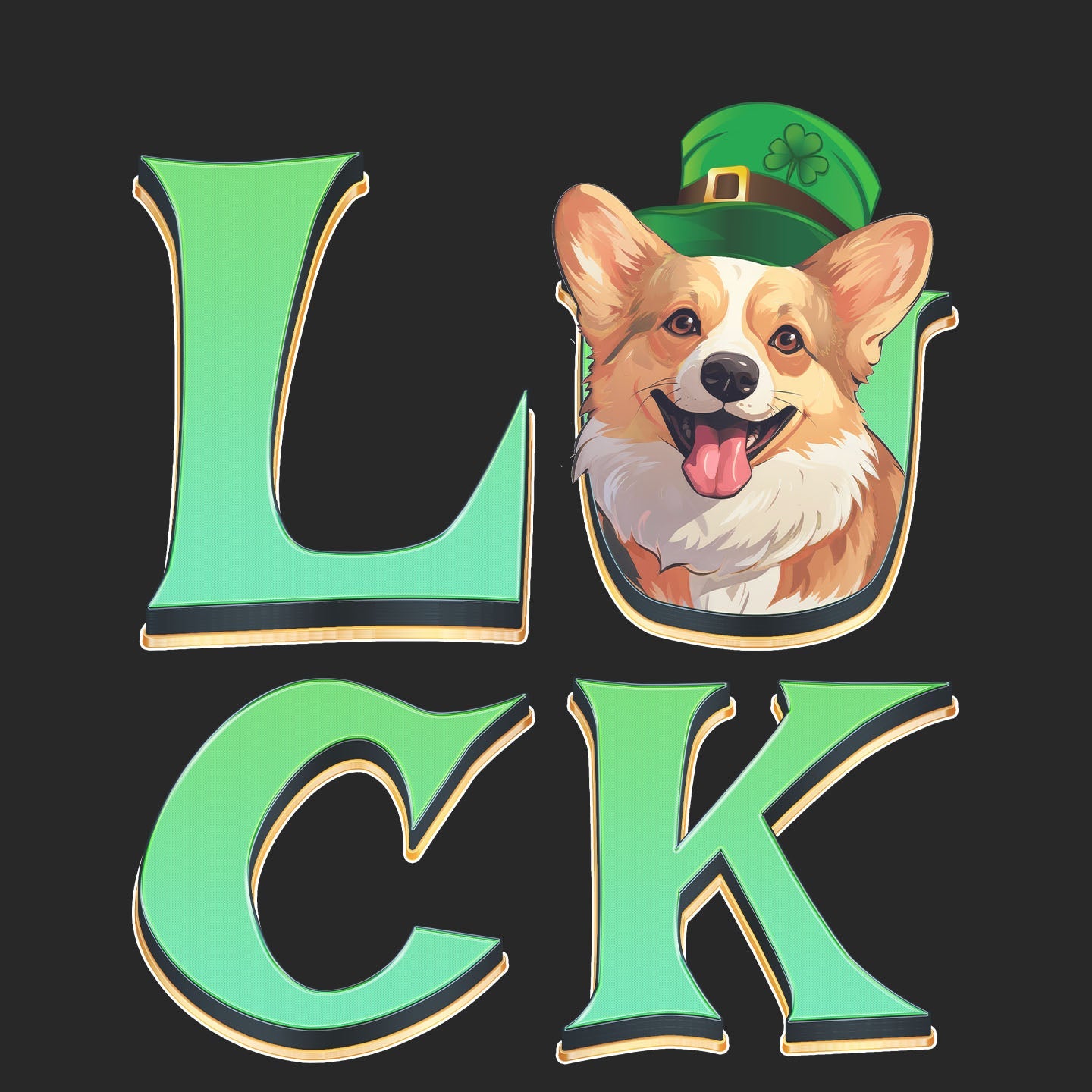 Big LUCK St. Patrick's Day Pembroke Welsh Corgi - Adult Unisex T-Shirt