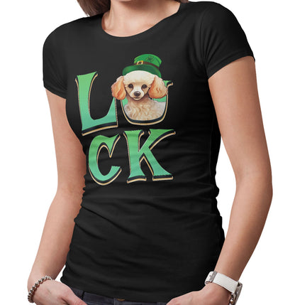 Big LUCK St. Patrick's Day Poodle - Women's Fitted T-Shirt