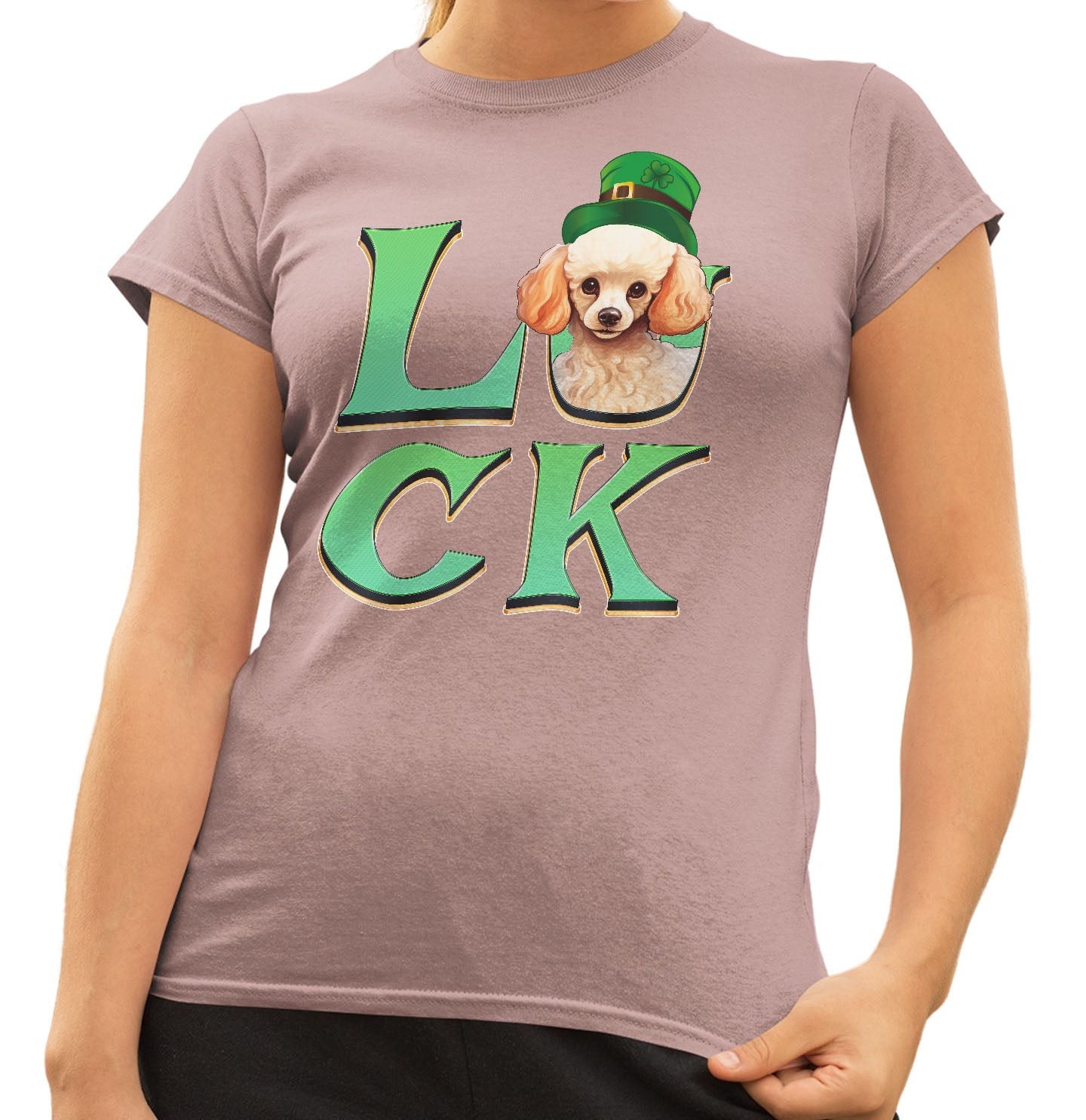 Big LUCK St. Patrick's Day Poodle - Women's Fitted T-Shirt