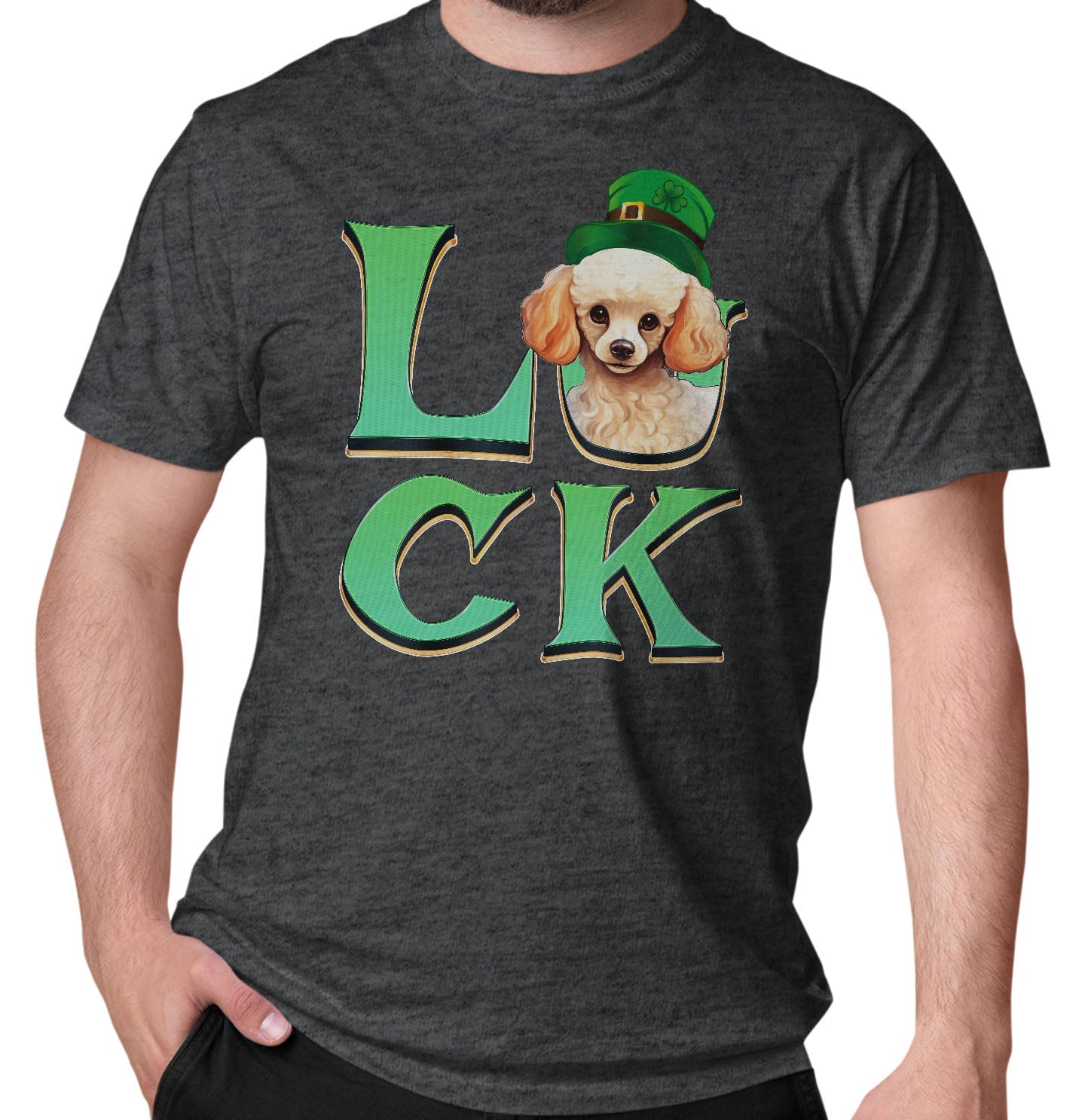 Big LUCK St. Patrick's Day Poodle - Adult Unisex T-Shirt