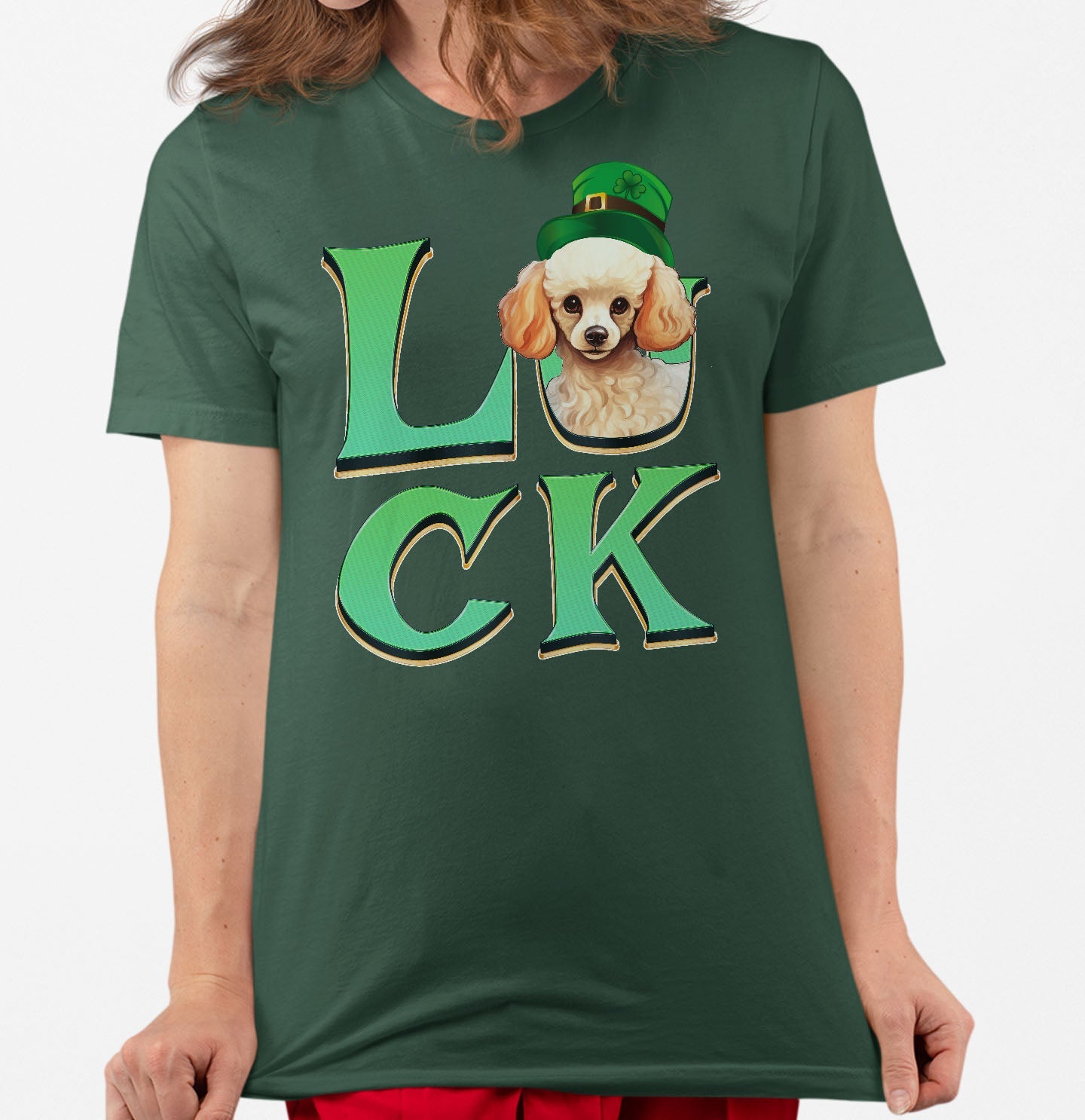 Big LUCK St. Patrick's Day Poodle - Adult Unisex T-Shirt