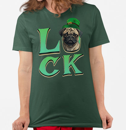 Big LUCK St. Patrick's Day Pug - Adult Unisex T-Shirt