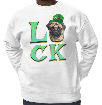 Big LUCK St. Patrick's Day Pug - Adult Unisex Crewneck Sweatshirt