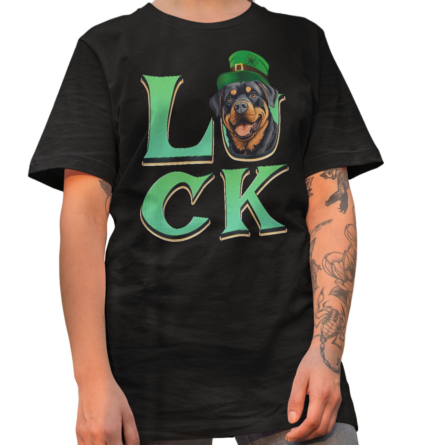 Big LUCK St. Patrick's Day Rottweiler - Adult Unisex T-Shirt