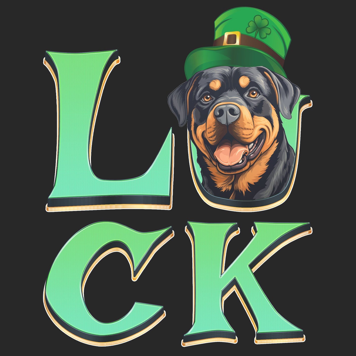 Big LUCK St. Patrick's Day Rottweiler - Adult Unisex T-Shirt