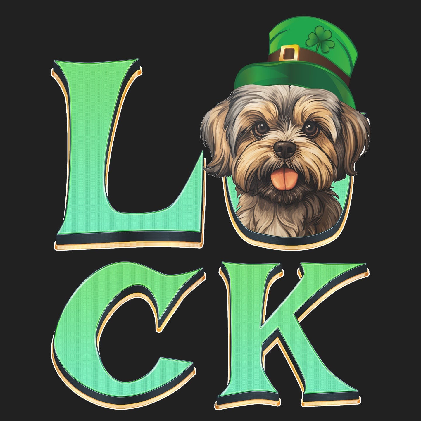 Big LUCK St. Patrick's Day Shih Tzu - Women's Fitted T-Shirt