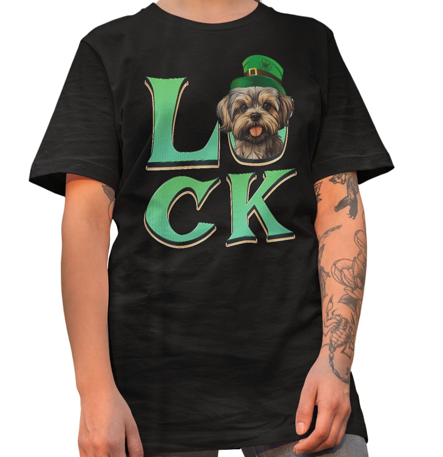 Big LUCK St. Patrick's Day Shih Tzu - Adult Unisex T-Shirt