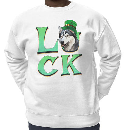 Big LUCK St. Patrick's Day Siberian Husky - Adult Unisex Crewneck Sweatshirt