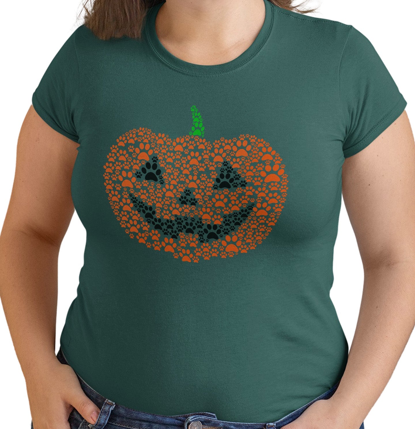 Paw Pumpkin - Women's Fitted T-Shirt