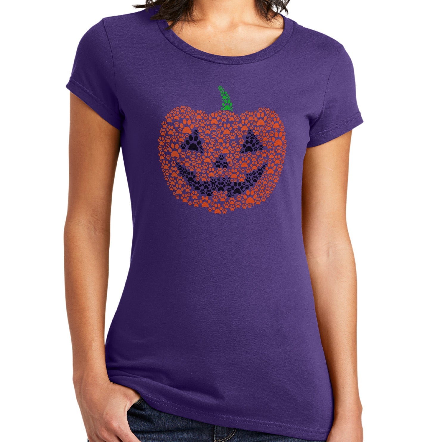 Paw Pumpkin - Women's Fitted T-Shirt