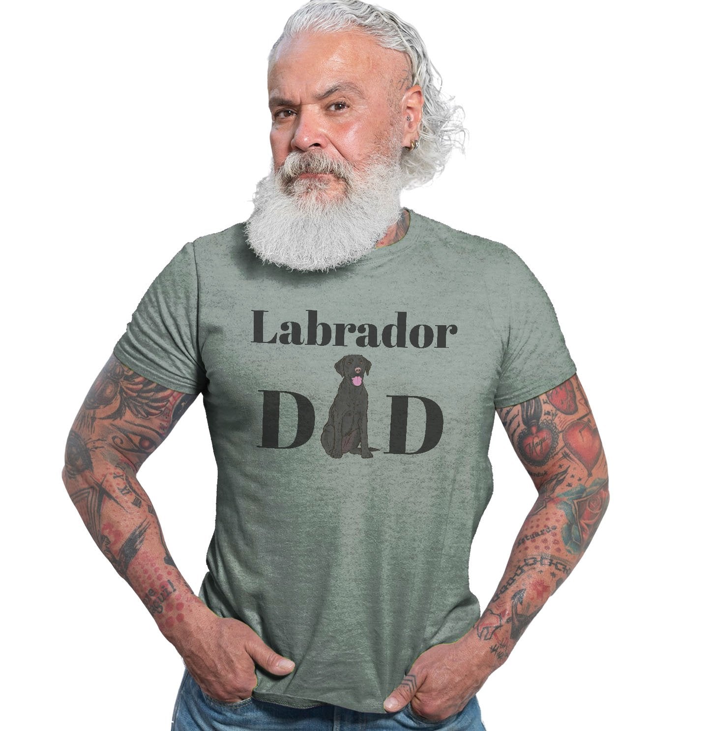 Black Labrador Dad Illustration - Adult Tri-Blend T-Shirt