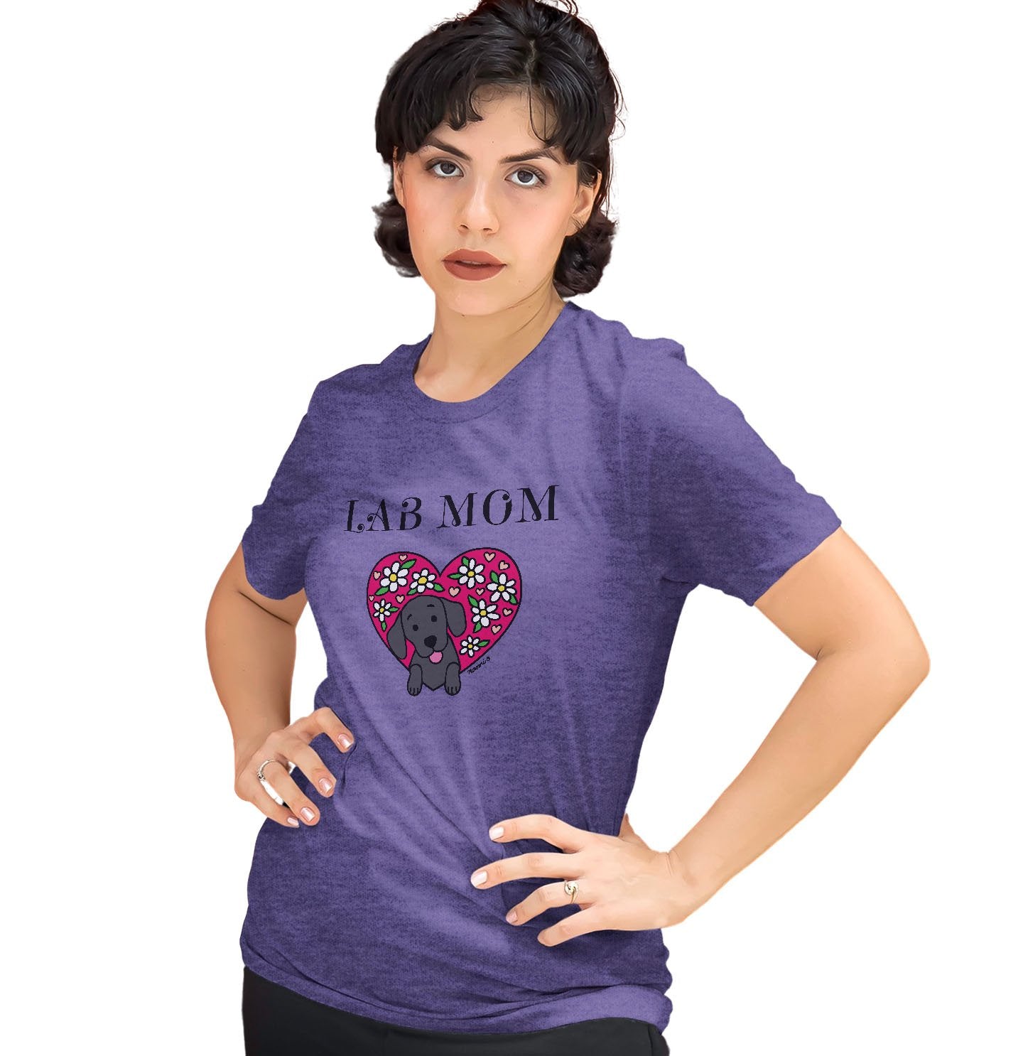 Flower Heart Black Lab Mom - Women's Tri-Blend T-Shirt