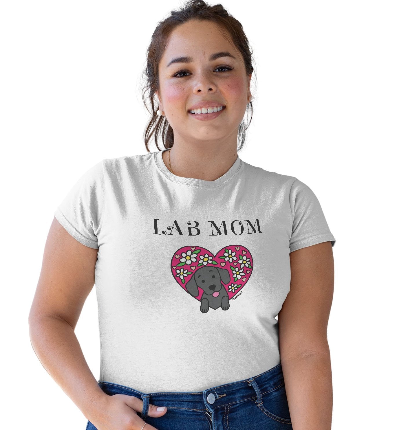 Flower Heart Black Lab Mom - Women's Tri-Blend T-Shirt