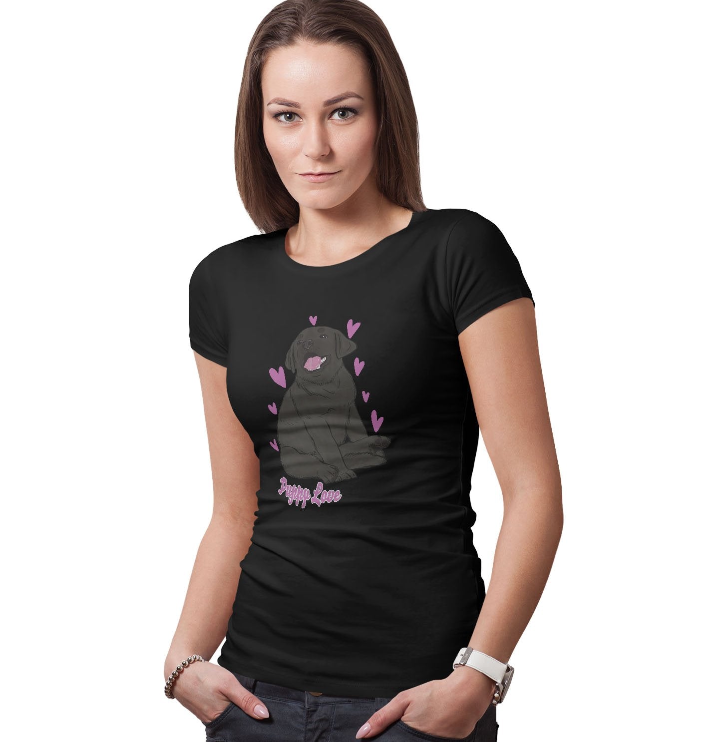 Black Labrador Puppy Love - Women's Fitted T-Shirt