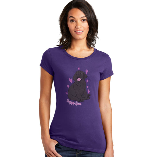 Black Labrador Puppy Love - Women's Fitted T-Shirt