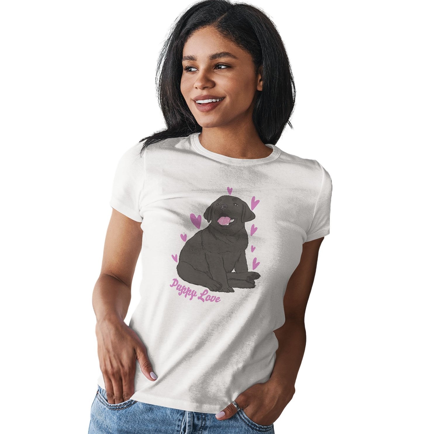 Black Labrador Puppy Love - Women's Fitted T-Shirt