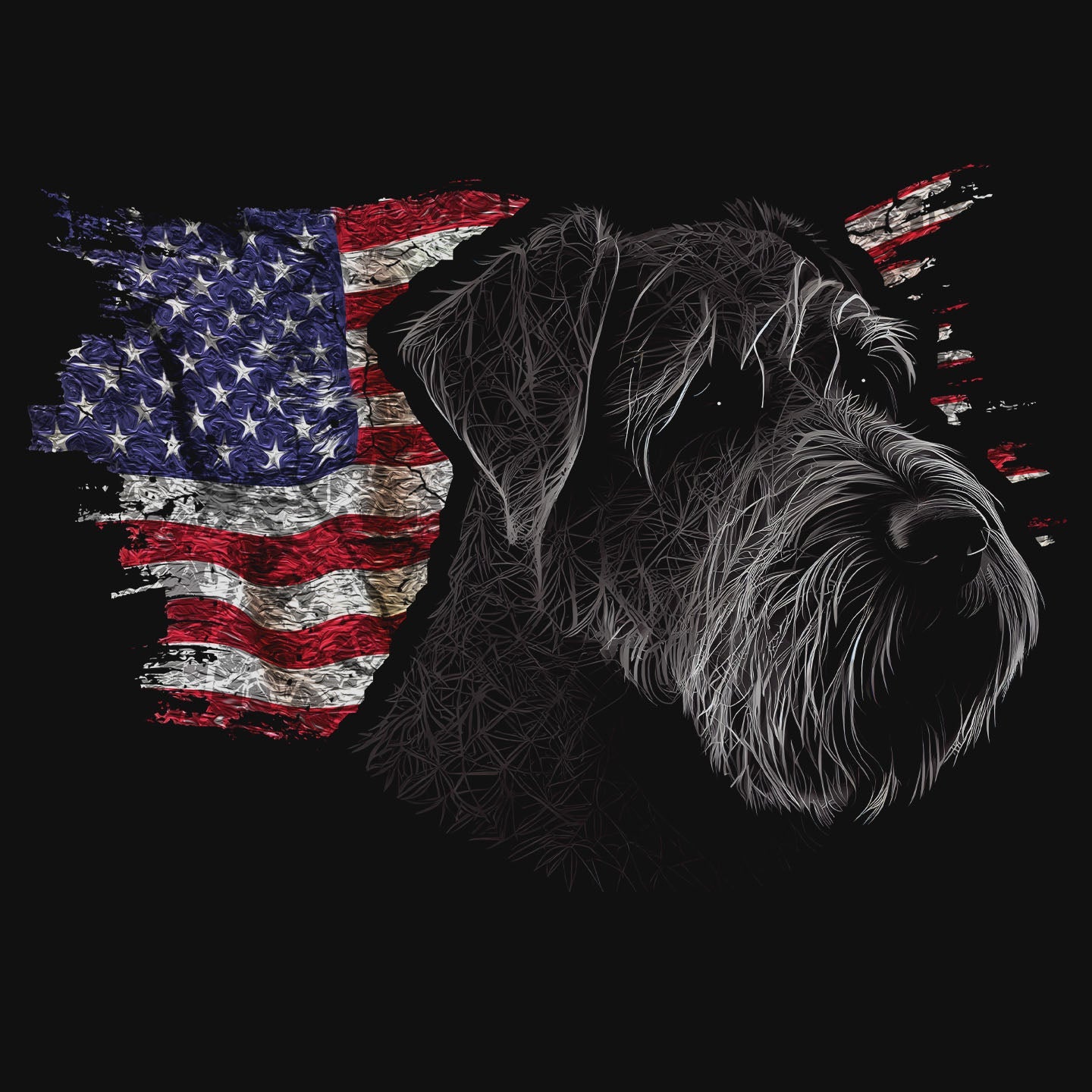 Patriotic Black Russian Terrier American Flag - Women's V-Neck T-Shirt