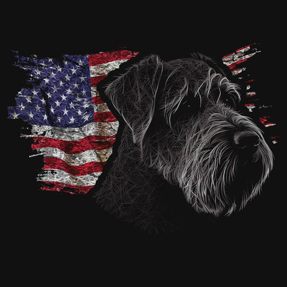 Patriotic Black Russian Terrier American Flag - Women's V-Neck T-Shirt