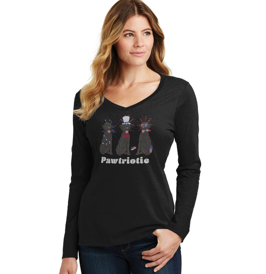 4th of July Patriotic Black Lab - Women's V-Neck Long Sleeve T-Shirt