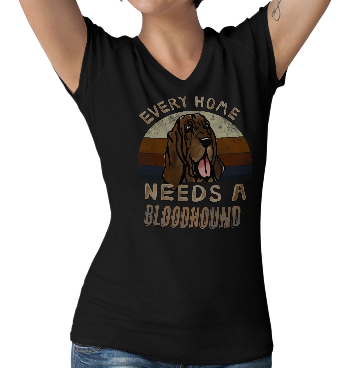 Every Home Needs a Bloodhound - Women's V-Neck T-Shirt