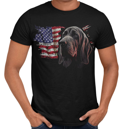 Patriotic Bloodhound American Flag - Adult Unisex T-Shirt