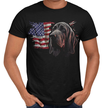 Patriotic Bloodhound American Flag - Adult Unisex T-Shirt