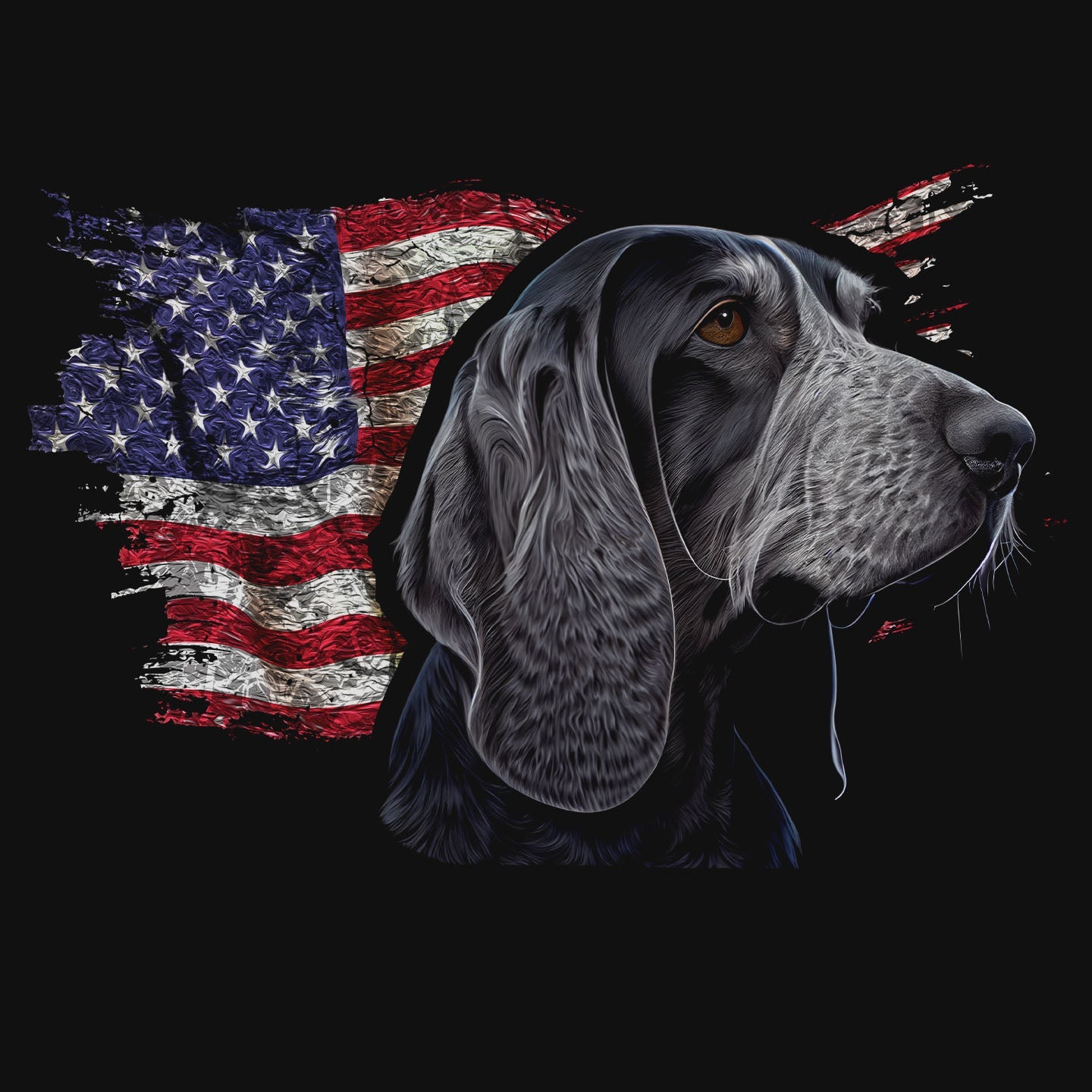 Patriotic Bluetick Coonhound American Flag - Women's V-Neck T-Shirt