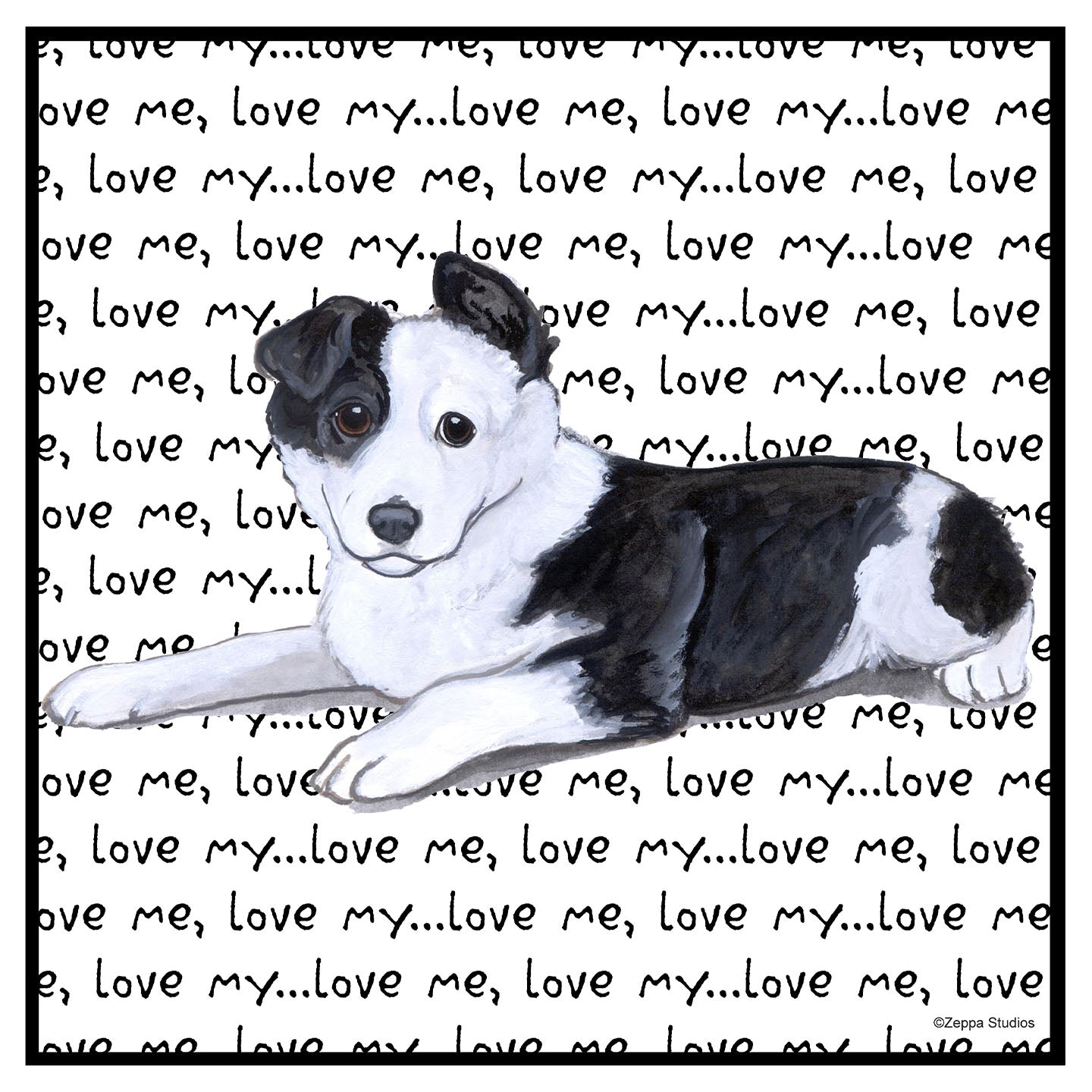 Border Collie Puppy Love Text - Women's V-Neck Long Sleeve T-Shirt
