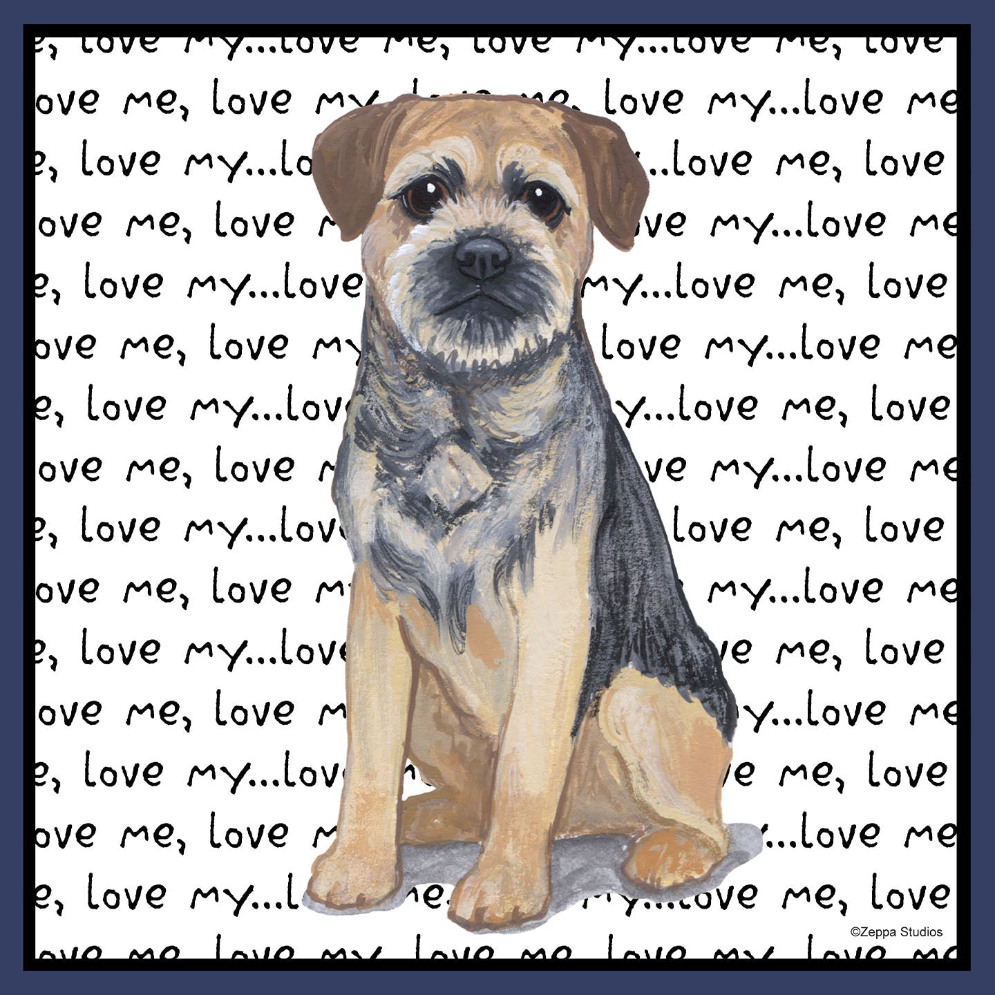 Border Terrier Love Text - Adult Unisex Crewneck Sweatshirt